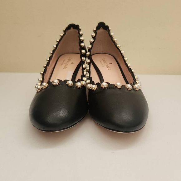 Kate Spade New York, Maeve Pearl Trimmed Black Low Heel, NEW, 8.5 - Picture 3 of 7